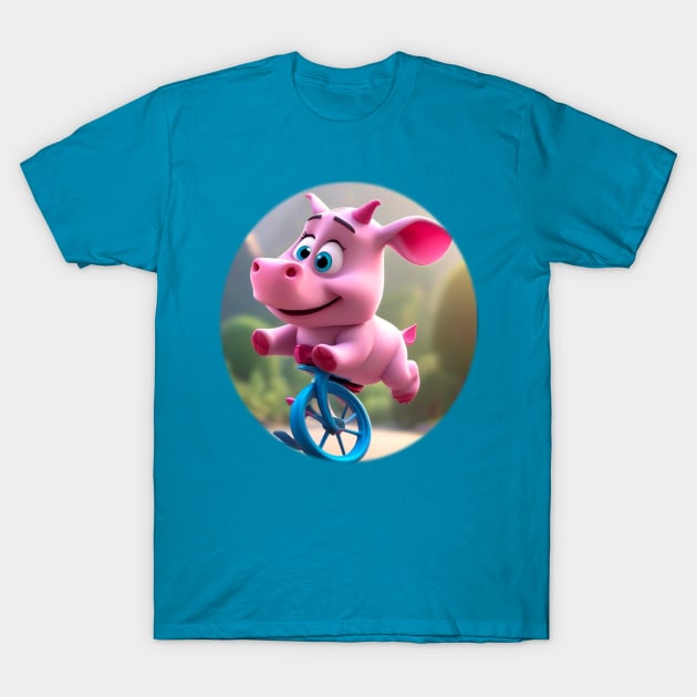 Baby rhino on a unicycle T-Shirt by sailorsam1805